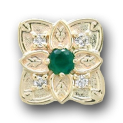 N626 14K EMERALD & DIAMOND FLOWER CENTER SLIDE 
